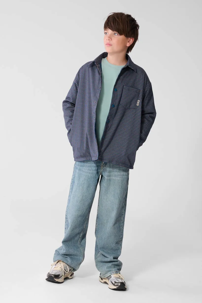 Shoeby loose fit geruit overshirt - donkerblauw/bordeaux, foto 5