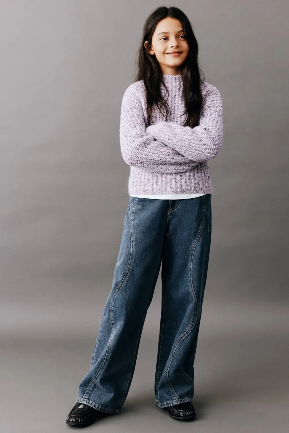 Mango Kids wide leg jeans - changeant blauw