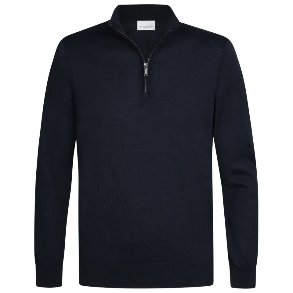 Profuomo wollen regular fit gebreide trui - donkerblauw, foto 3