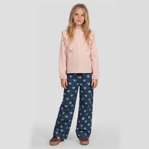 Me & My Monkey rechtvallende blouse met ruches roze, foto 3