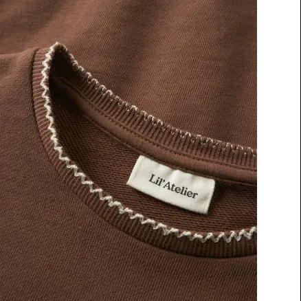 Lil' Atelier MINI loose fit sweater - bruin Effen, foto 3