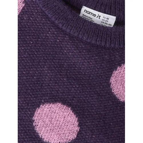 NAME IT MINI gebreide trui met stippen - paars/roze, foto 3