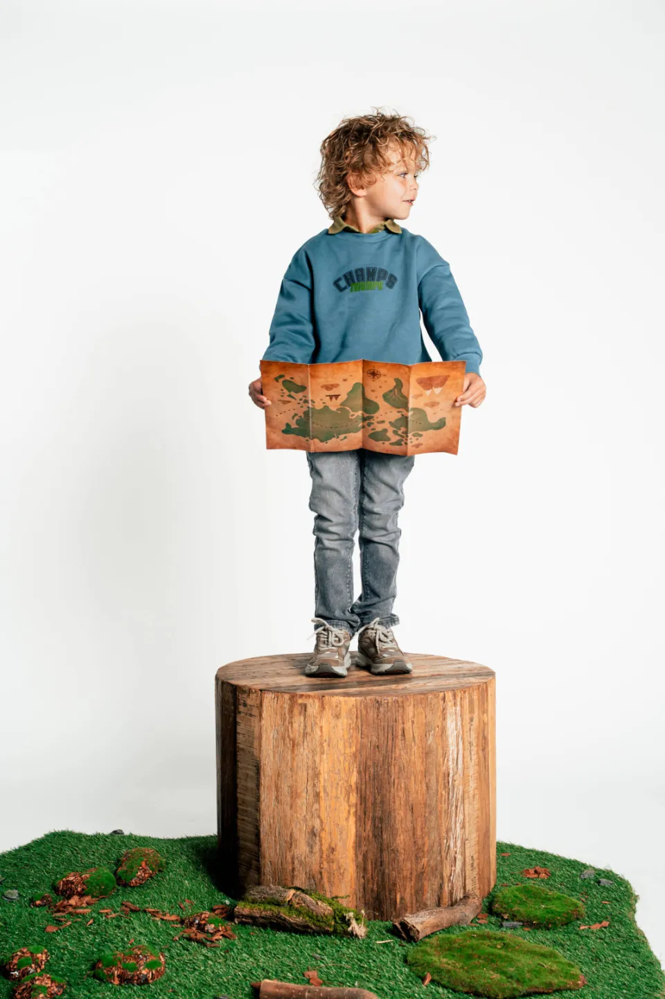 QPI sweater met tekst - blauw