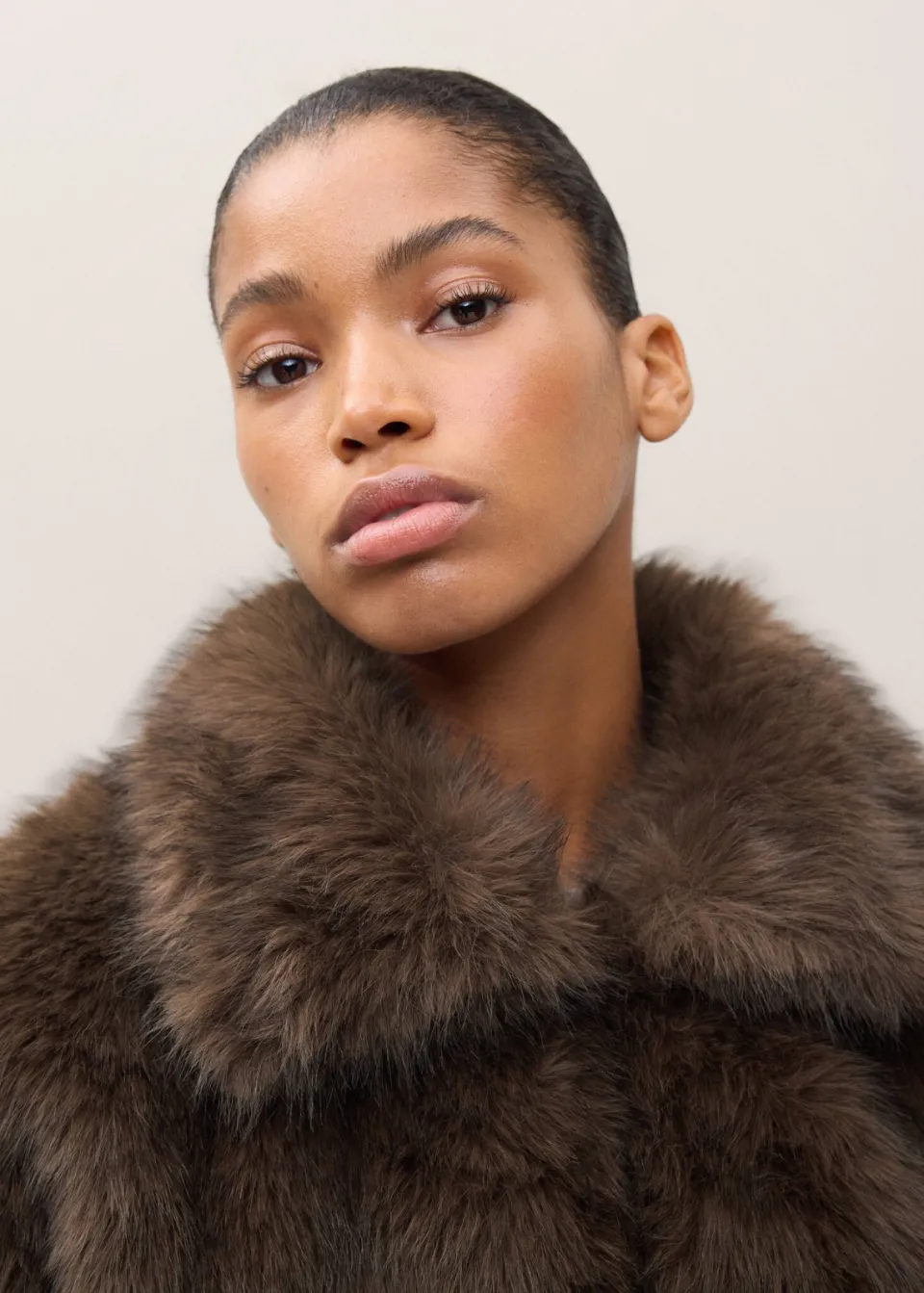 Mango TEEN faux fur jas - bruin, foto 8