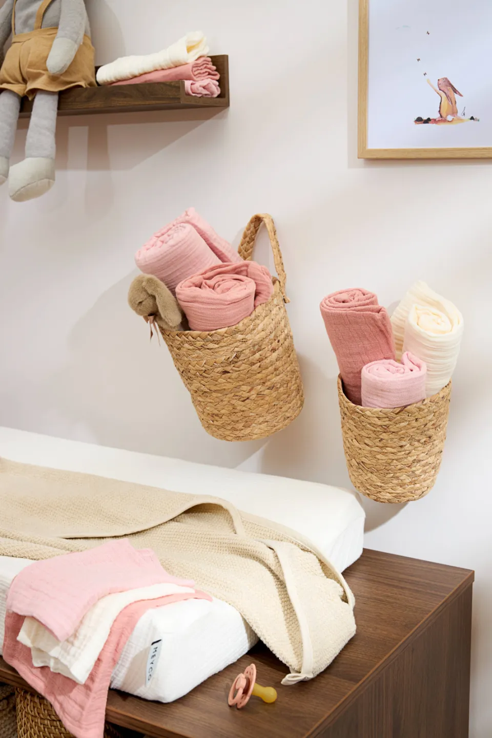 Meyco pre-washed hydrofiele swaddle inbakerdoek soft rose/rose, foto 5