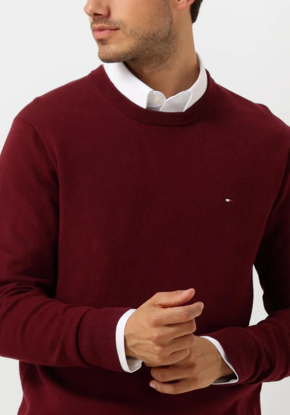 Tommy Hilfiger Heren Truien & Vesten Pima Org Ctn Cashmere Crew Neck - Bordeaux, foto 4