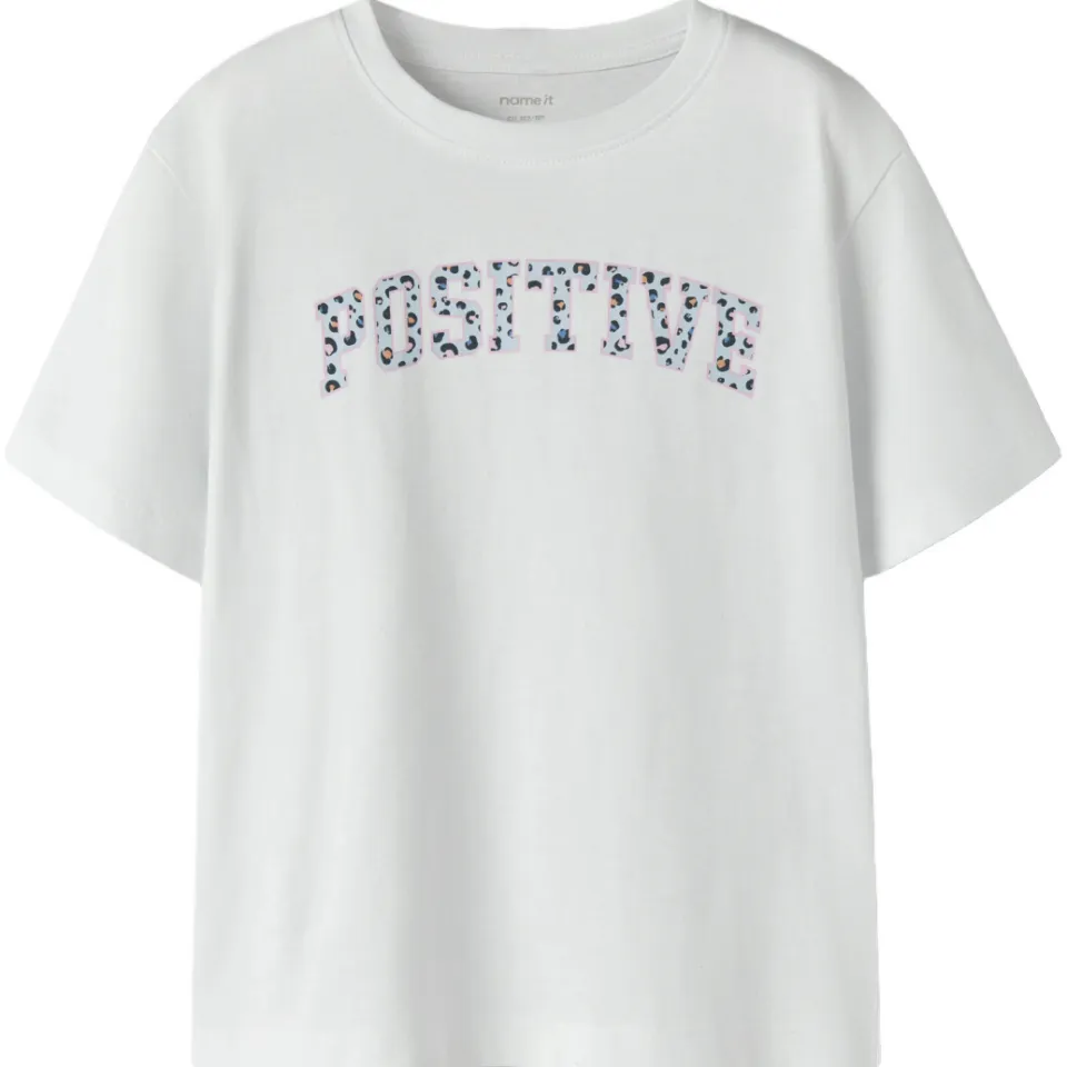 NAME IT t-shirt wit met tekst Wit/lichtblauw