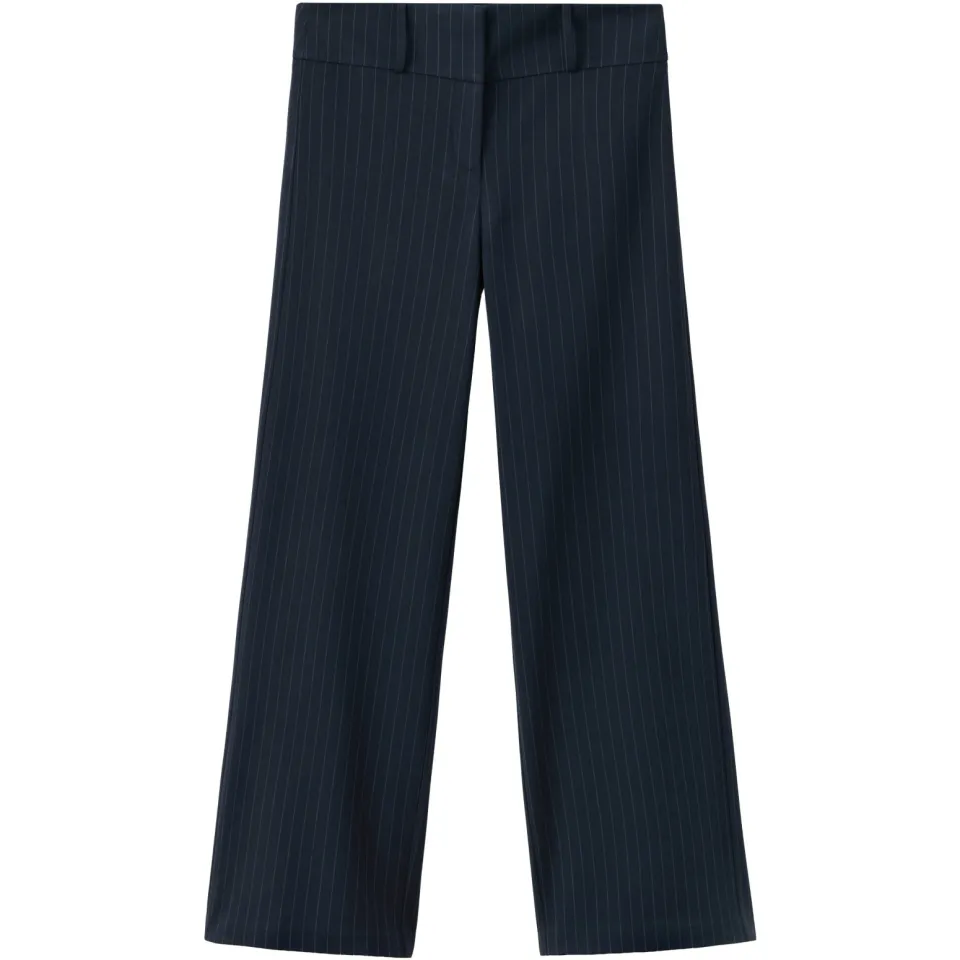 Mango Teen wide leg casual broek met krijtstreep marineblauw, foto 2