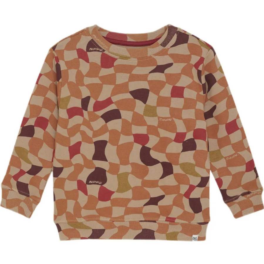 Noppies kids sweater bruin Jongens Katoen Ronde hals All over print