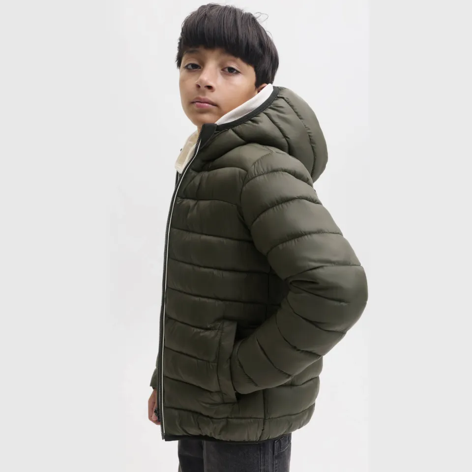 Jack & Jones JJEBROOKLYN reversible winterjas donkergrijs zwart, foto 4
