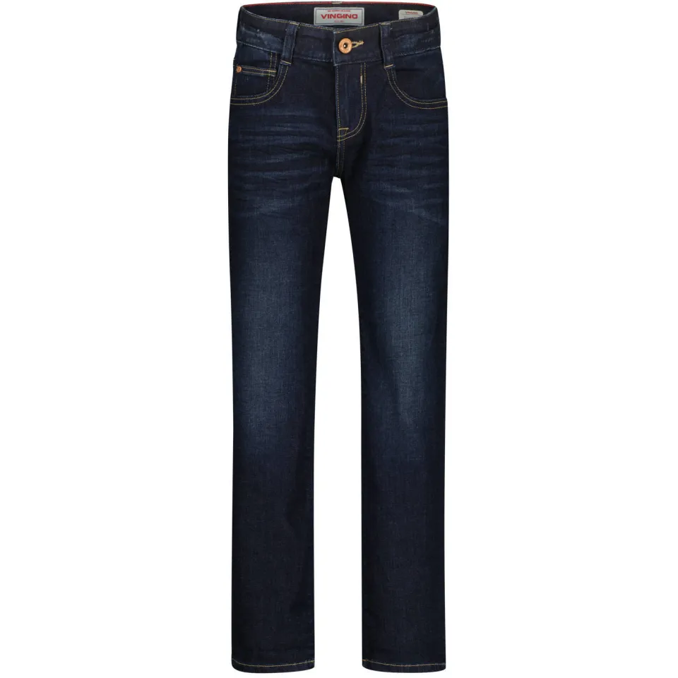 Vingino dark blue denim Jeans Blauw Jongens Katoen Effen Deep dark
