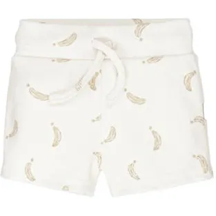 Babystyling joggingshort met print ecru Ecru/lichtbruin