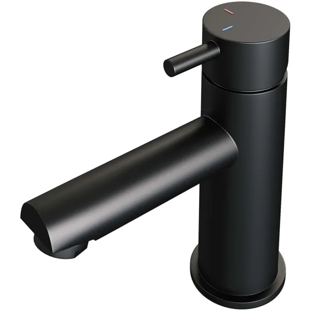 Brauer Wastafelmengkraan Brauer Black Edition Coldstart Opbouw Laag Korte Ronde Hendel Mat Zwart