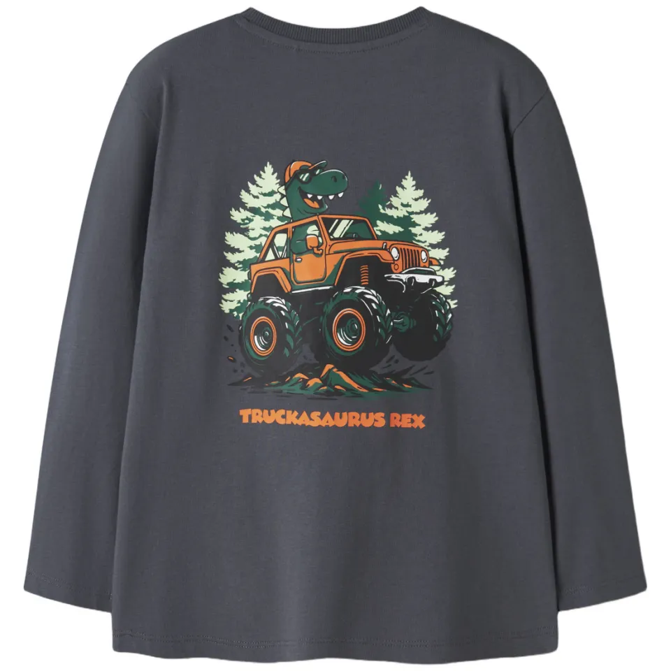 NAME IT MINI longsleeve met backprint grijs, foto 2