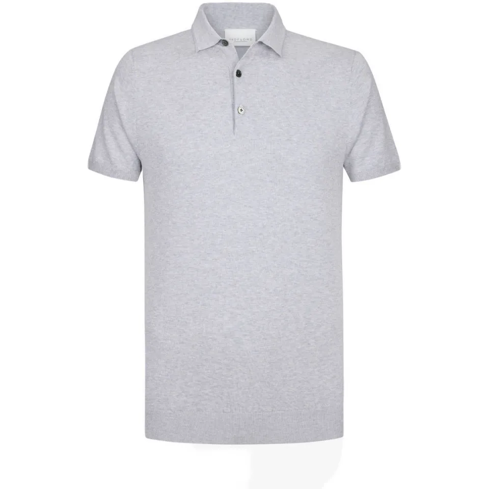 Profuomo zijden regular polo grijs fijn gebreid, foto 2