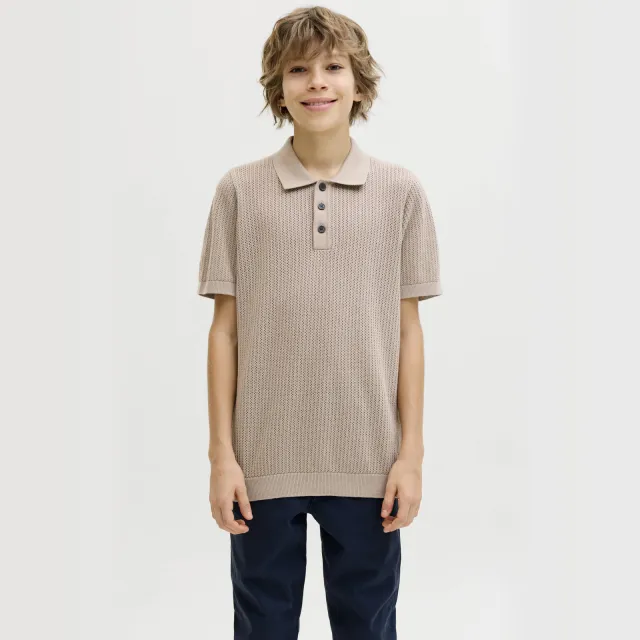 Jack & Jones JUNIOR polo zand fijn gebreid