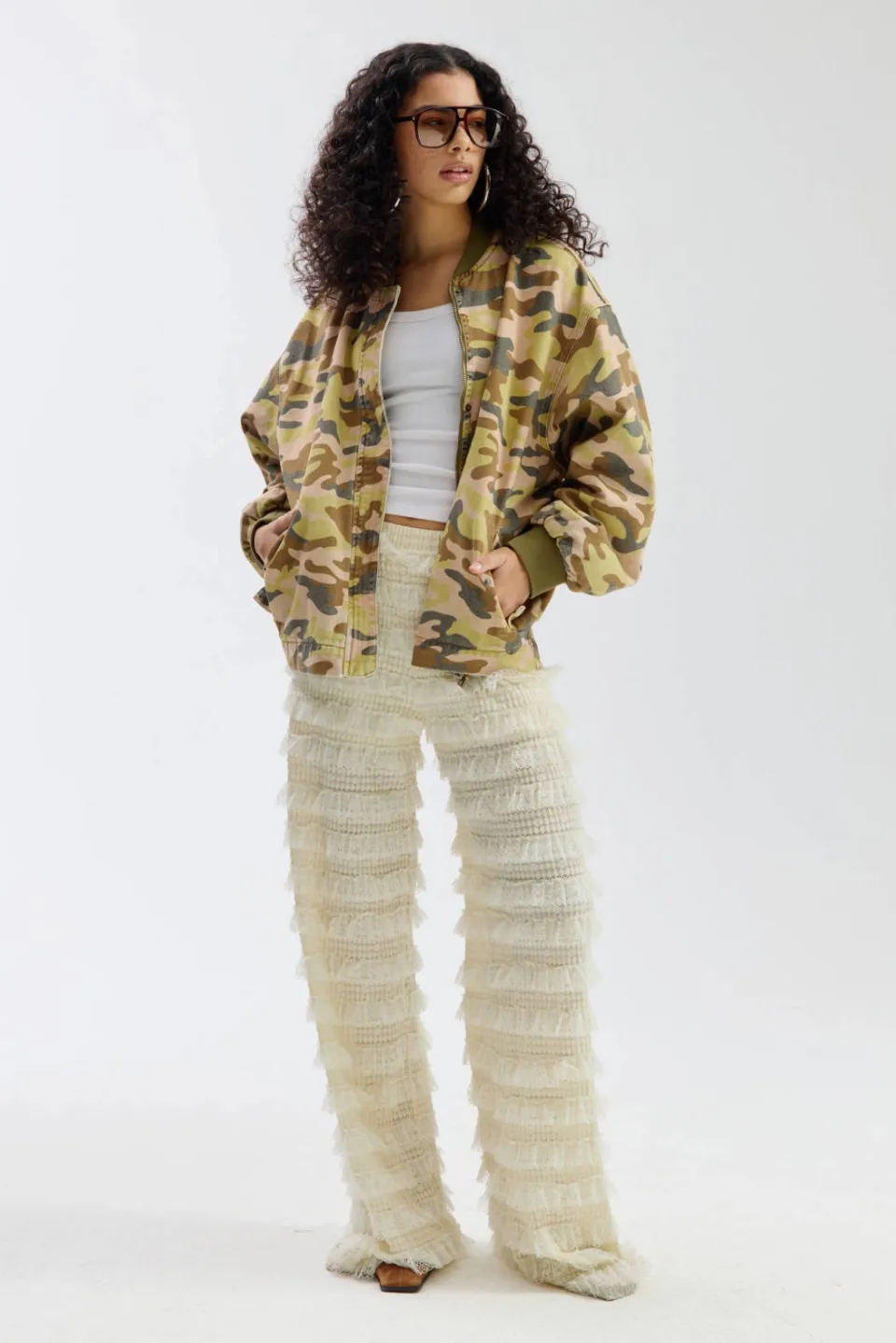 Harper & Yve straight fit broek met ruches - ecru, foto 4