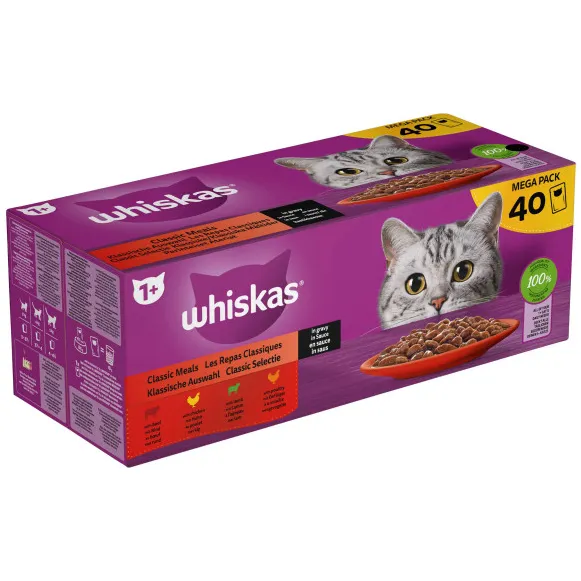 Whiskas 1+ Classic selectie in saus natvoer kat 40 x 85 g