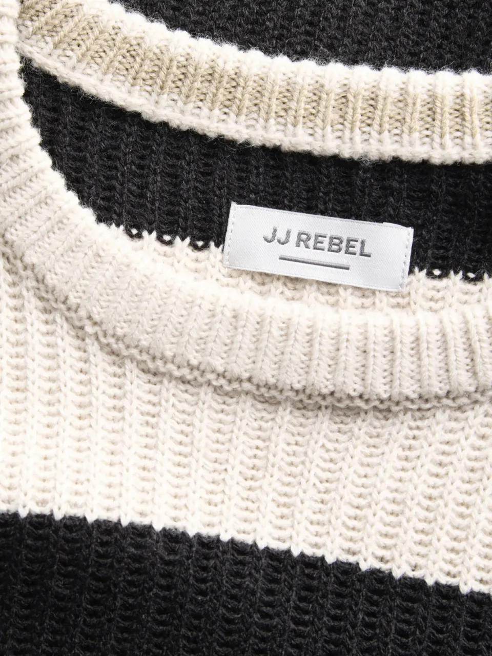 JJ Rebel JUNIOR gestreepte gebreide trui - ecru/zwart, foto 6