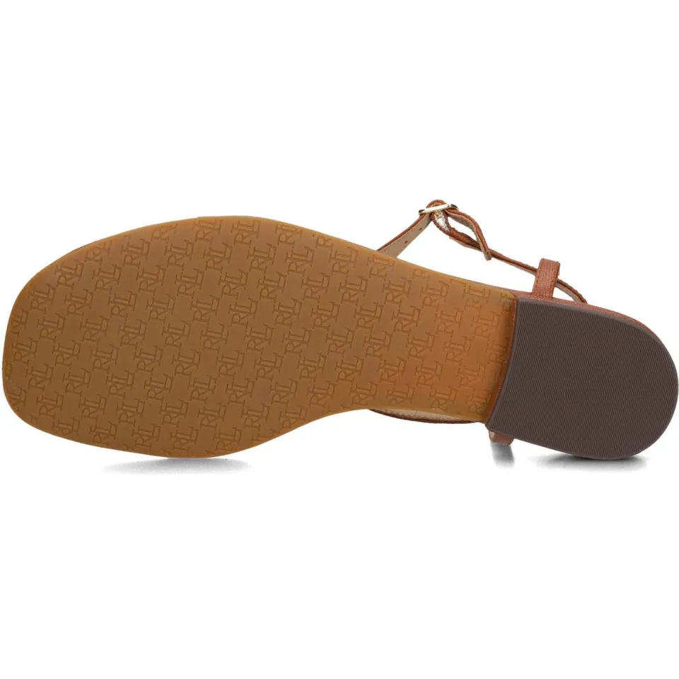 Lauren Ralph Lauren Sandalen Everley 2 Flat Sandal Bruin, foto 5