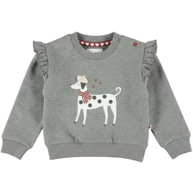 Dirkje rechtvallende sweater met ruches en print - grijs