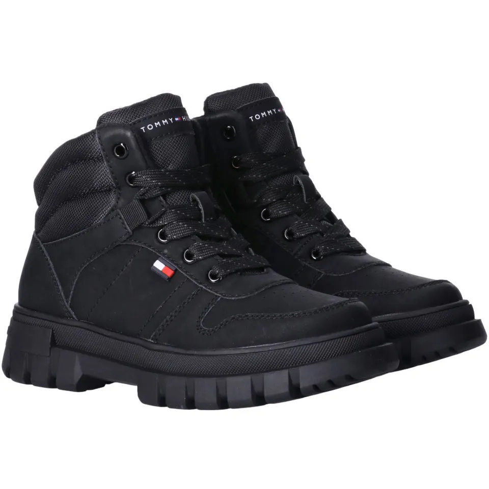 Tommy Hilfiger Schoolkind/tiener veterschoenen met profielzool - zwart, foto 2