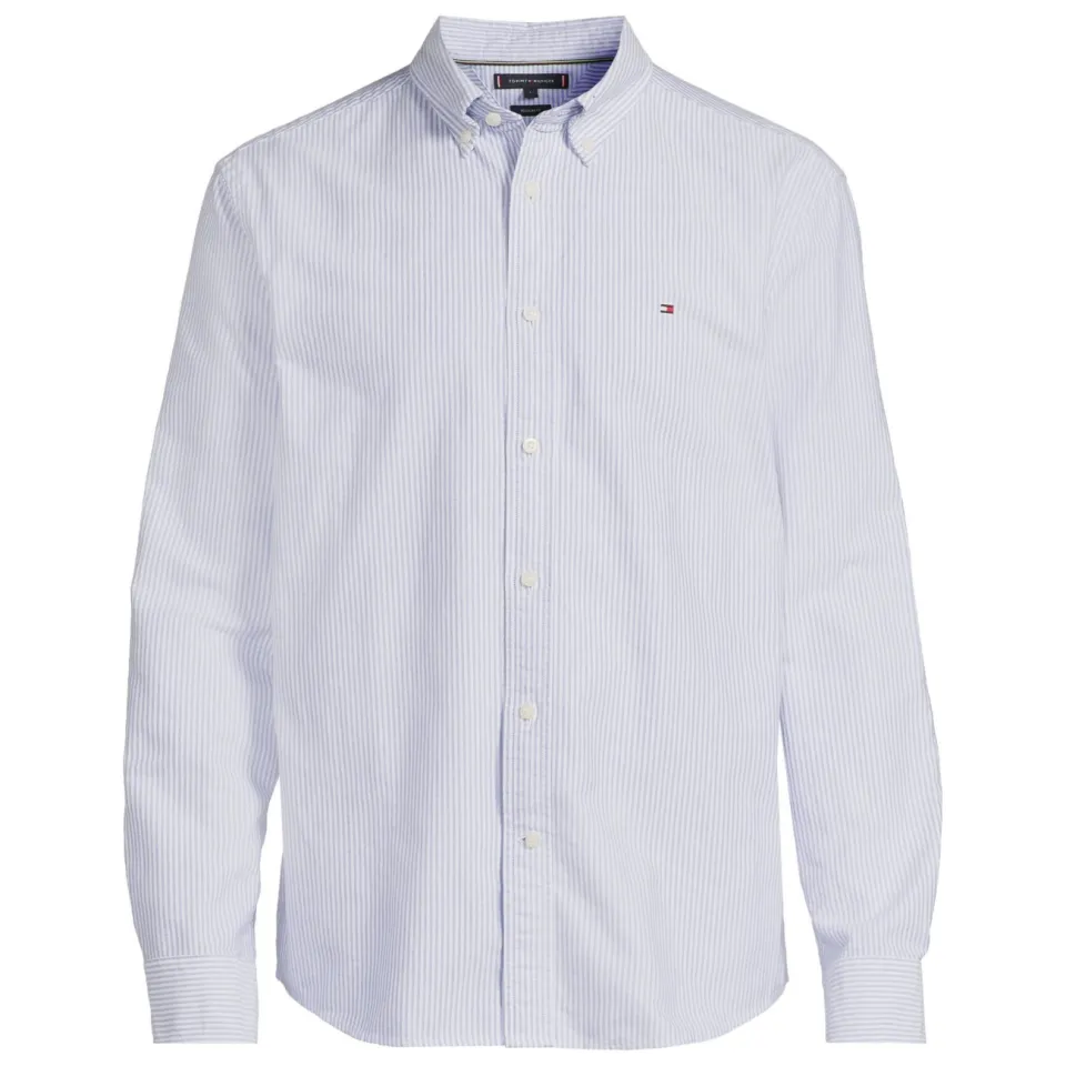 Tommy Hilfiger gestreepte regular oxford overhemd blauw, foto 3