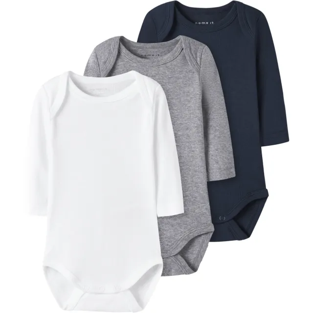 NAME IT BABY romper - zwart/grijs melange/wit (set van 3), foto 2