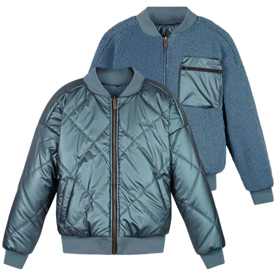 NoBell’ teddy reversible bomberjack blauw, foto 3