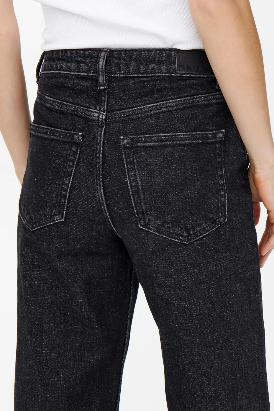 Only high waist wide leg jeans ONLJUICY black denim, foto 4