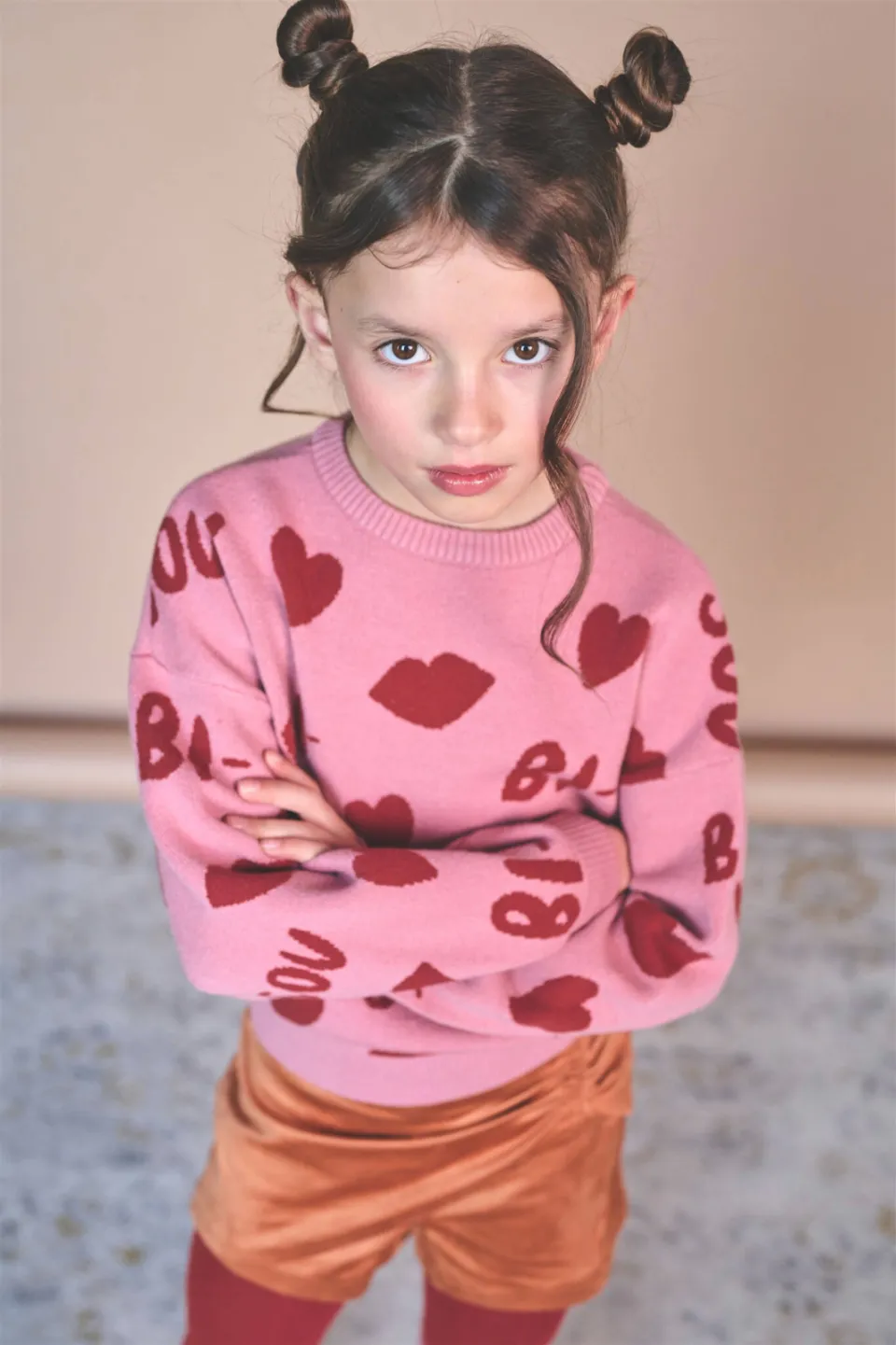 Nono gebreide trui met hartjes - roze/rood, foto 5