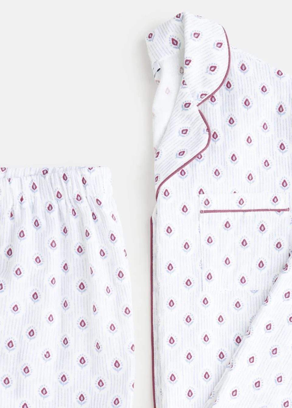 Mango pyjama met bloemenprint wit rood, foto 4