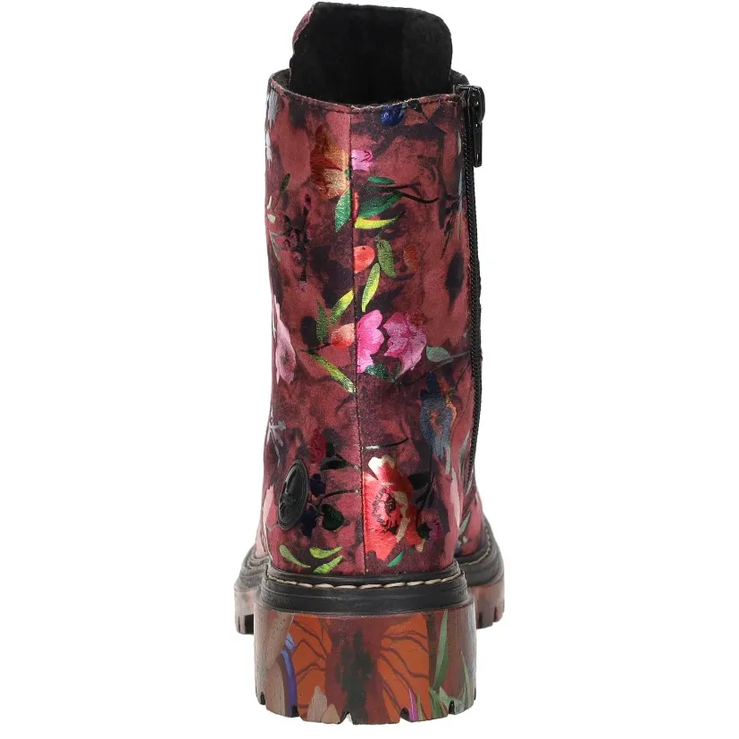 Rieker veterboots bordeaux bloemenprint, foto 4