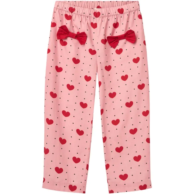 Copenhagen Colors straight leg casual broek met hartjes roze Roze/rood