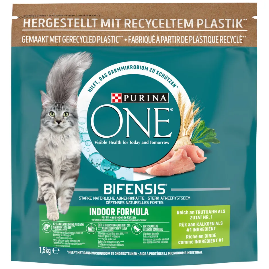 Purina ONE indoor kattenvoer droog kalkoen 1,5 kg