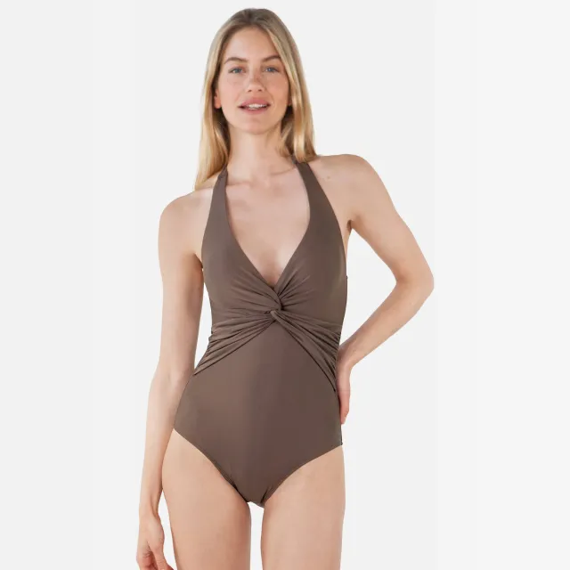 Barts Kelli badpak met halter bruin Middenbruin