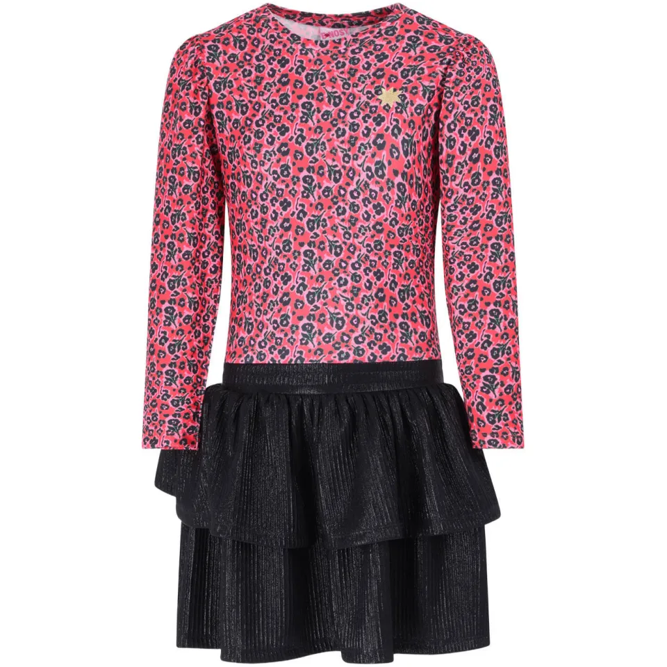 B.Nosy Dilly gebloemde midi jurk roze zwart, foto 3