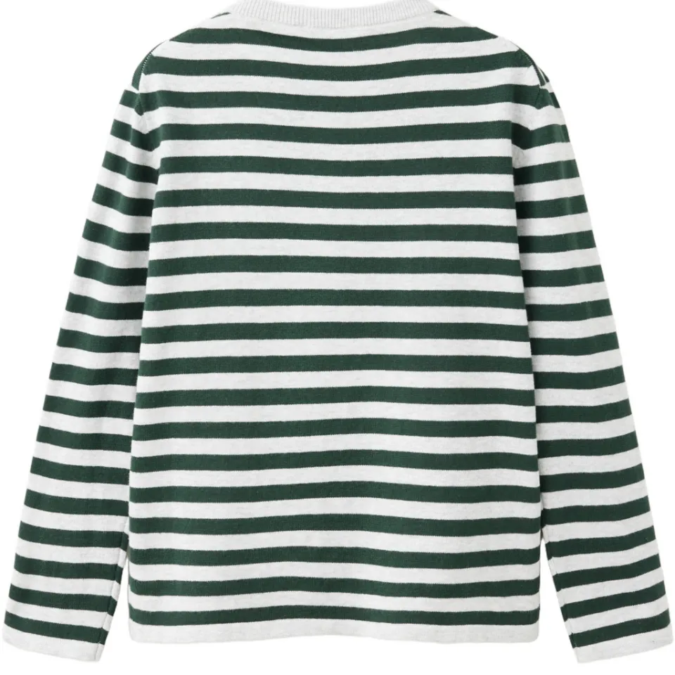 Mango Kids gestreepte longsleeve donkergroen wit, foto 3