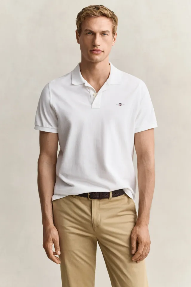 Gant regular fit polo Shield met logo white wit