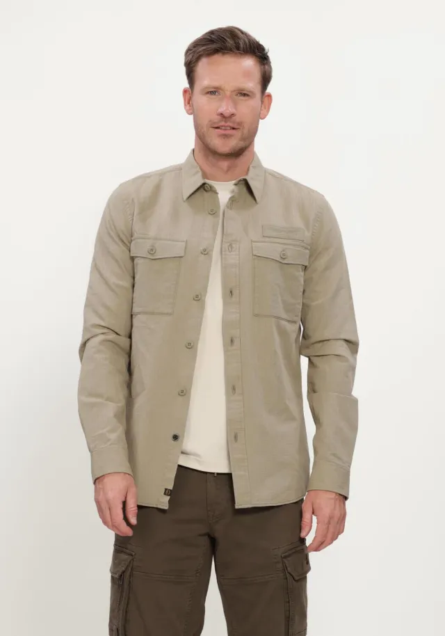 PME Legend Heren Overhemden Long Sleeve Shirt Quilt Poplin - Zand
