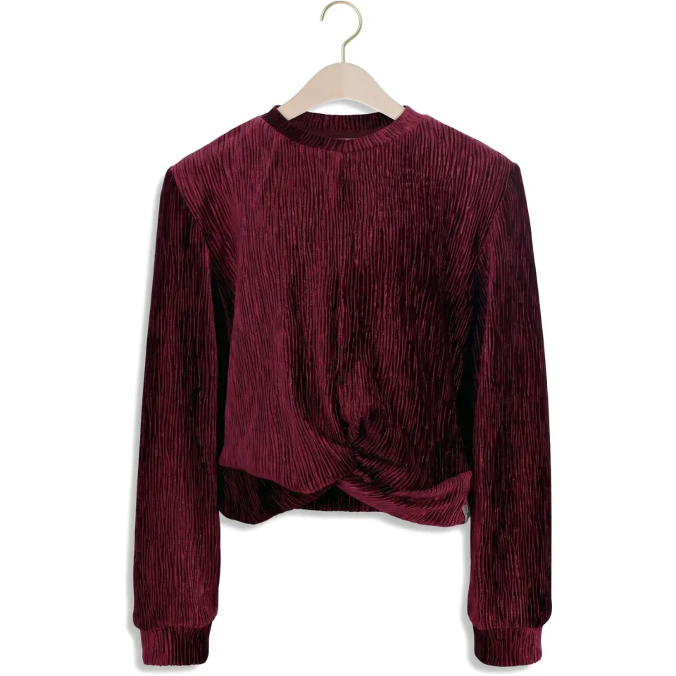 LOOXS little fluwelen rechtvallende sweater - donkerrood, foto 3