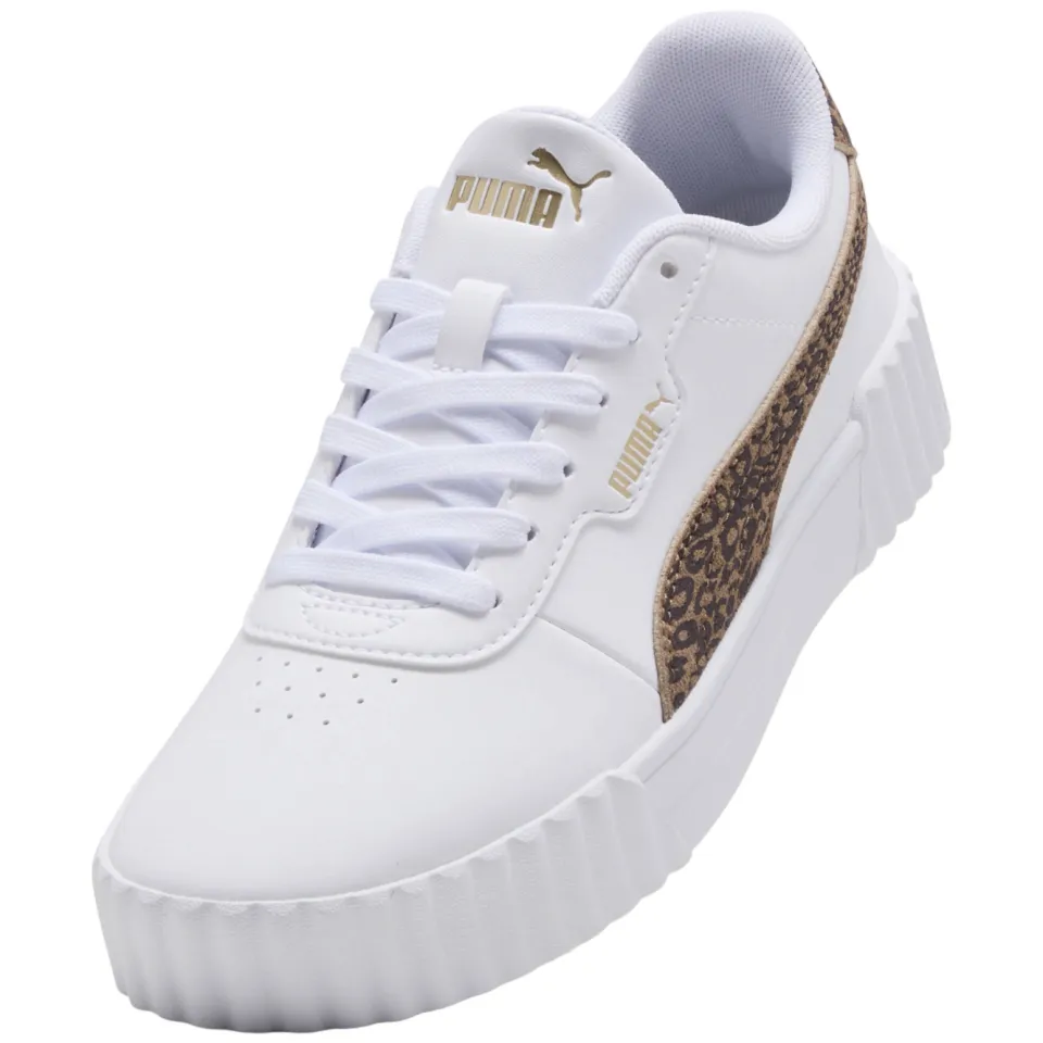 Puma Carina 3.0 imitatieleren sneakers met panterprint - wit/taupe, foto 6