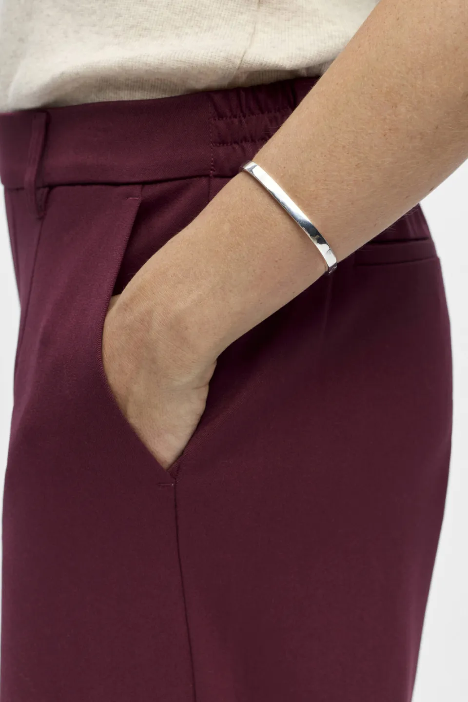 Object wide leg pantalon - donkerrood, foto 4
