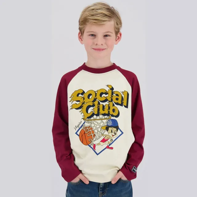 Vingino Hilden longsleeve ecru met donkerrood, foto 6