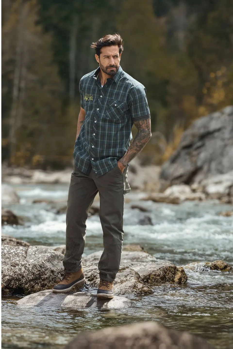 Jan Vanderstorm +FIT COLLECTIE casual overhemd EMYLS Plus petrol, foto 3