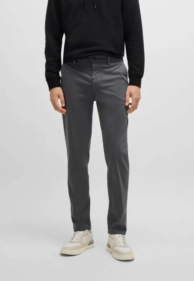 Boss Satin tapered chino grijs, foto 4