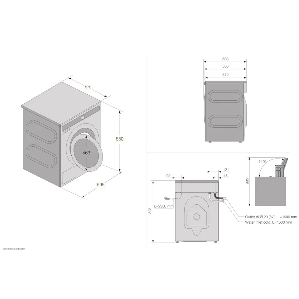 Asko W10844BW wasmachine wit, foto 2