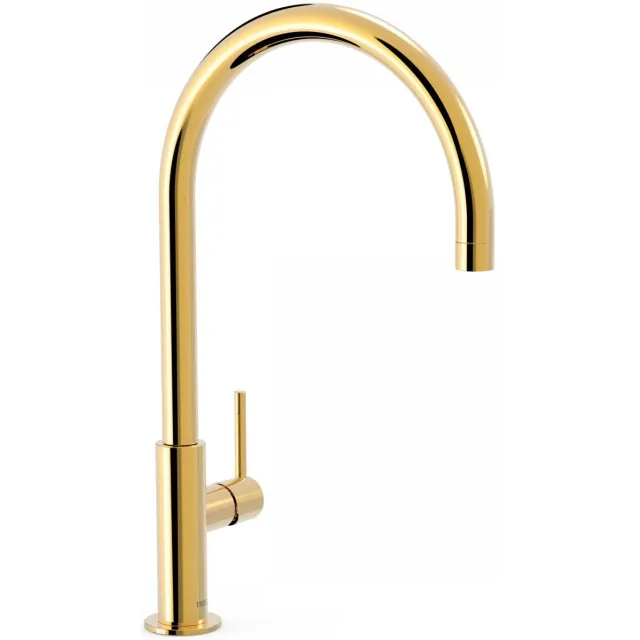 Tres Keukenmengkraan Tres Study Exclusive 1-Hendel Uitloop Gebogen 26 cm Rond Goud