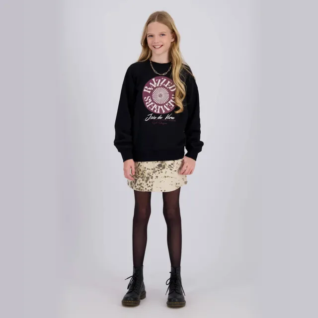 Raizzed boxy sweater met print - zwart