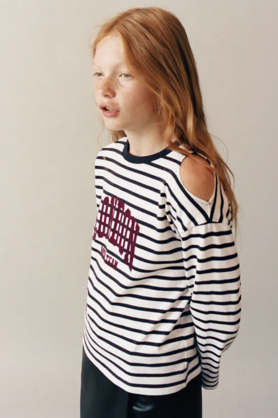 Mango gestreepte longsleeve antraciet wit Antraciet/wit